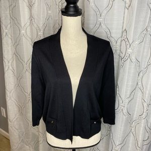 NY Collection Black Cropped Cardigan